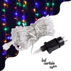 LOC LED Of Cyprus - 85829 Διακοσμητική Κουρτίνα 3 x 3 Μέτρα με Controller 8 Προγραμμάτων Φωτισμού - Επεκτεινόμενη 300 LED 3.6W AC 230V με Διάφανο Καλώδιο & Πρίζα Schuko Αδιάβροχη IP44 Πολύχρωμο RGB Μ3 x Υ3m