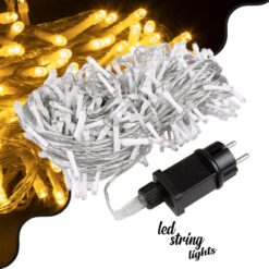 LOC LED Of Cyprus - 85839 Διακοσμητική Γιρλάντα 33 Μέτρα με Controller 8 Προγραμμάτων Εναλλαγών Φωτισμού - Επεκτεινόμενη 300 LED 3.6W AC 230V με Διάφανο Καλώδιο & Πρίζα Schuko Αδιάβροχη IP44 Θερμό Λευκό 3000K Μ33m