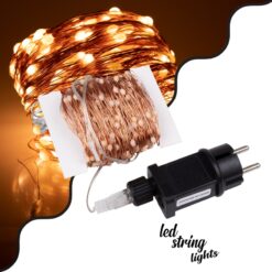 LOC LED Of Cyprus - 85845 Διακοσμητική Γιρλάντα 32 Μέτρα με Controller 8 Προγραμμάτων Εναλλαγών Φωτισμού - 300 LED 3.6W AC 230V με Χάλκινο Καλώδιο & Πρίζα Schuko Αδιάβροχη IP44 Θερμό Λευκό 3000K Μ32m