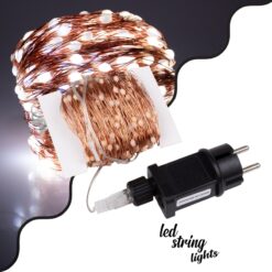 LOC LED Of Cyprus - 85846 Διακοσμητική Γιρλάντα 32 Μέτρα με Controller 8 Προγραμμάτων Εναλλαγών Φωτισμού - 300 LED 3.6W AC 230V με Χάλκινο Καλώδιο & Πρίζα Schuko Αδιάβροχη IP44 Ψυχρό Λευκό 6000K Μ32m