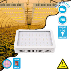 LOC LED Of Cyprus - GloboStar® 85951 Grow Light Hydro Full Spectrum LED Φωτιστικό Ανάπτυξης Φυτών Υδροπονικού Θερμοκηπίου SMD 2835 70W 160° AC230V IP54 Εσωτερικού Χώρου για Κάλυψη Επιφάνειας 1.5m x 1.5m Πλήρους Φάσματος Φωτισμού