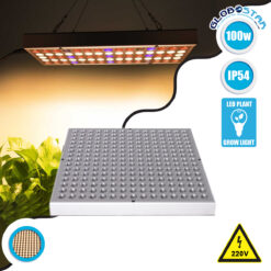 LOC LED Of Cyprus - GloboStar® 85955 Grow Light Panel Hydro Spectrum LED Φωτιστικό Ανάπτυξης Φυτών Υδροπονικού Θερμοκηπίου SMD 2835 100W 160° AC230V IP54 Εσωτερικού Χώρου για Κάλυψη Επιφάνειας 1m x 1m