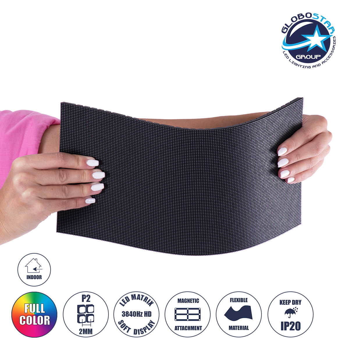 LOC LED Of Cyprus - GloboStar® MODULCO 90232 LED Display Module 32x16cm - Εύκαμπτο Πλακίδιο Ψηφιακής Οθόνης LED Video Wall Curved - P2 Pro Flexible 3840Hz High Refresh Rate 12800 Dots - 25 W ≥500cd/㎡ DC 4.5~5V SMD1515 RGB 3in1 4398 Billion Colors - Indoor IP20 - Μ32 x Υ16cm