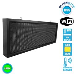 LOC LED Of Cyprus - GLOBOSTAR® DISPLAY 90272 Κυλιόμενη Ψηφιακή Επιγραφή P10 Μονής Όψης LED AC 220-240V Αδιάβροχο IP54 Πράσινο - WiFi Control μέσω FK APP - Αισθητήρας Θερμοκρασίας & Υγρασίας - Μ104 x Π9 x Υ40cm - 2 Χρόνια Εγγύηση