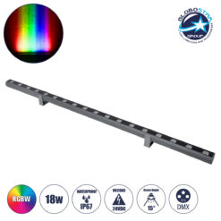 LOC LED Of Cyprus - GLOBOSTAR® WASHERPANDA 90581 Μπάρα Φωτισμού Wall Washer LED 18W 1530lm 15° DC 24V Αδιάβροχο IP67 Πολύχρωμο RGBW Dimmable DMX512 - Bridgelux SMD Chip - Γκρι Ανθρακί - Μ100 x Π4 x Υ3.5cm - 3 Χρόνια Εγγύηση