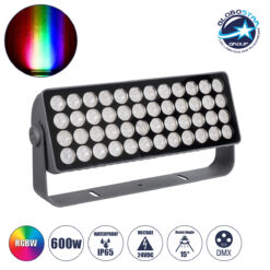 LOC LED Of Cyprus - GLOBOSTAR® FLOOD-TURBO 90733 Προβολέας Wall Washer για Φωτισμό Κτιρίων LED 600W 33490lm 15° DC 24V Αδιάβροχο IP65 Μ50 x Π18.5 x Υ12.5cm Πολύχρωμο RGBW DMX512 - Γκρι Ανθρακί - 3 Χρόνι+C626α Εγγύηση