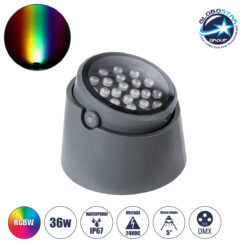 LOC LED Of Cyprus - GloboStar® FLOOD-RANA 90751 Κινούμενος Προβολέας - Σποτ Φωτισμού Wall Washer για Φωτισμό Κτιρίων LED 36W 3060lm 5° DC 24V Αδιάβροχο IP67 Φ26 x Υ18cm RGBW DMX512 - Γκρι Ανθρακί - 3 Χρόνια Εγγύηση