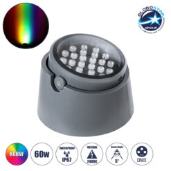 LOC LED Of Cyprus - GloboStar® FLOOD-RANA 90752 Κινούμενος Προβολέας - Σποτ Φωτισμού Wall Washer για Φωτισμό Κτιρίων LED 60W 5100lm 5° DC 24V Αδιάβροχο IP67 Φ30 x Υ20cm RGBW DMX512 - Γκρι Ανθρακί - 3 Χρόνια Εγγύηση