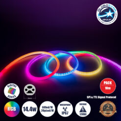 LOC LED Of Cyprus - GLOBOSTAR® NEONIO-D 90756 Ψηφιακή Pixel Addressable Ταινία Neon Flex LED 14.4W/m 864lm/m 360° DC 12V Αδιάβροχο IP65 60 x SMD5050 Chip/m 20 x Pixel/m Πολύχρωμο RGB Dimmable SPI/TTL Protocol IC SM16703P/WS2811/WS2812 - Sanan SMD Chip - Μ1000 x Π2 x Υ2cm - Ρολό 10 Μέτρων - 3 Χρόνια Εγγύηση