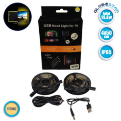 LOC LED Of Cyprus - Πλήρες Κιτ Κρυφού Φωτισμού Θερμό Λευκό με USB για Τηλεοράσεις GloboStar 06007