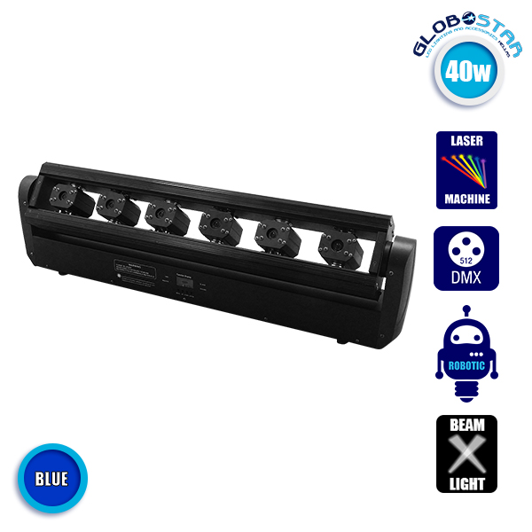 LOC LED Of Cyprus - Επαγγελματική Μπάρα Laser με 6x300mw/638nm Κεφαλές 230V 3° DMX512 Μπλε GloboStar 51134
