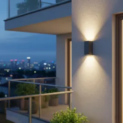 LOC LED Of Cyprus - kelvo® BURANO KLV-101-0022 Φωτιστικό Τοίχου / Απλίκα για 2 Λάμπες MR16 με Ντουί GU10 AC 220-240V Αδιάβροχο IP65 - Γκρι Ανθρακί Ματ - Μ8 x Π8 x Υ15cm