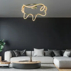 LOC LED Of Cyprus - kelvo® GLOW KLV-101-0150 Φωτιστικό Οροφής LED 65W 6500lm 360° AC 220-240V IP20 Ρυθμιζόμενο Λευκό CCT με Χειριστήριο από 2700K έως 6000K Dimmable - Lumileds SMD Chip - Χρυσό Πλατίνα - Μ100 x Π100 x Υ30cm - 3 Χρόνια Εγγύηση